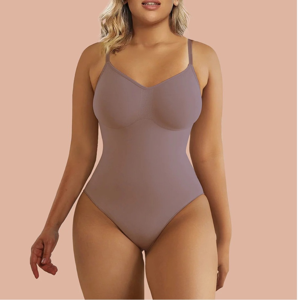 Sz L/XL Shaperx Seamless Brown Bodysuit umber